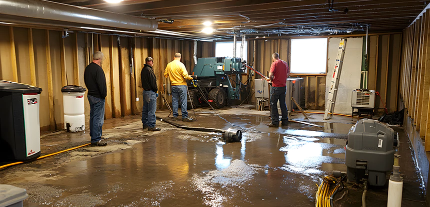 Cleaning Sewage From Basement Floor in Usaf Academy